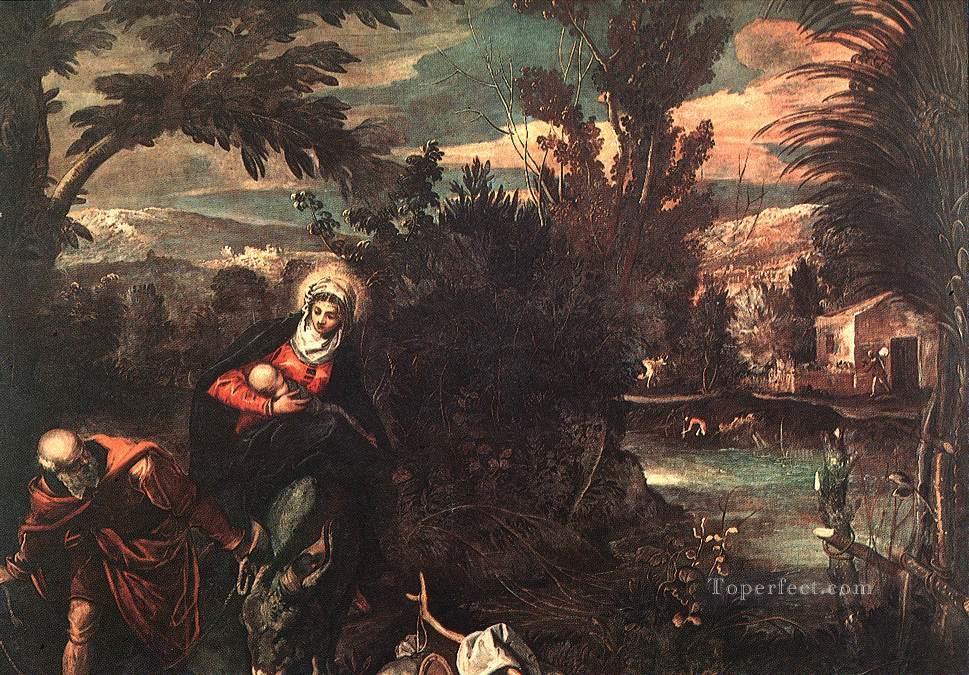 Huida a Egipto Renacimiento italiano Tintoretto Pintura al óleo